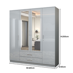 Load image into Gallery viewer, High Gloss 4-Doors Wardrobe with Mirror