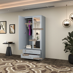 Load image into Gallery viewer, 2-Doors High Gloss Wardrobe with Drawers