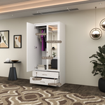 Load image into Gallery viewer, 2-Doors High Gloss Wardrobe with Drawers
