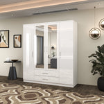 Load image into Gallery viewer, High Gloss 4-Doors Wardrobe with Mirror