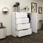 Load image into Gallery viewer, 5-Drawers High Gloss Chest of Drawer with Side Hanging Cabinet