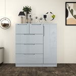 Load image into Gallery viewer, 5-Drawers High Gloss Chest of Drawer with Side Hanging Cabinet