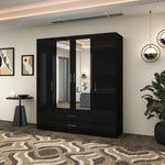 Load image into Gallery viewer, High Gloss 4-Doors Wardrobe with Mirror