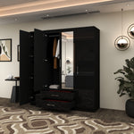 Load image into Gallery viewer, High Gloss 4-Doors Wardrobe with Mirror