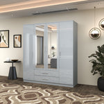 Load image into Gallery viewer, High Gloss 4-Doors Wardrobe with Mirror