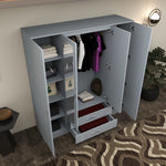 Load image into Gallery viewer, High Gloss 4-Doors Wardrobe with Mirror
