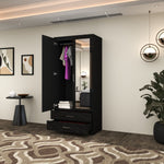 Load image into Gallery viewer, 2-Doors High Gloss Wardrobe with Drawers