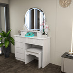 Load image into Gallery viewer, High Gloss Dressing Table with LED Mirror & Stool