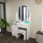 Load image into Gallery viewer, Modern Dressing Table with LED Oval Mirror