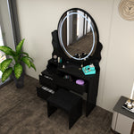 Load image into Gallery viewer, Modern Dressing Table with LED Oval Mirror