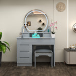 Load image into Gallery viewer, High Gloss Dressing Table with LED Mirror & Stool