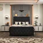 Load image into Gallery viewer, Metal Bed Frame with Tufted Diamond Upholstery