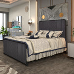 Load image into Gallery viewer, Metal Bed Frame with Diamond Stitching