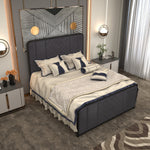 Load image into Gallery viewer, Metal Bed Frame with Diamond Stitching