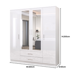 Load image into Gallery viewer, High Gloss 4-Doors Wardrobe with Mirror
