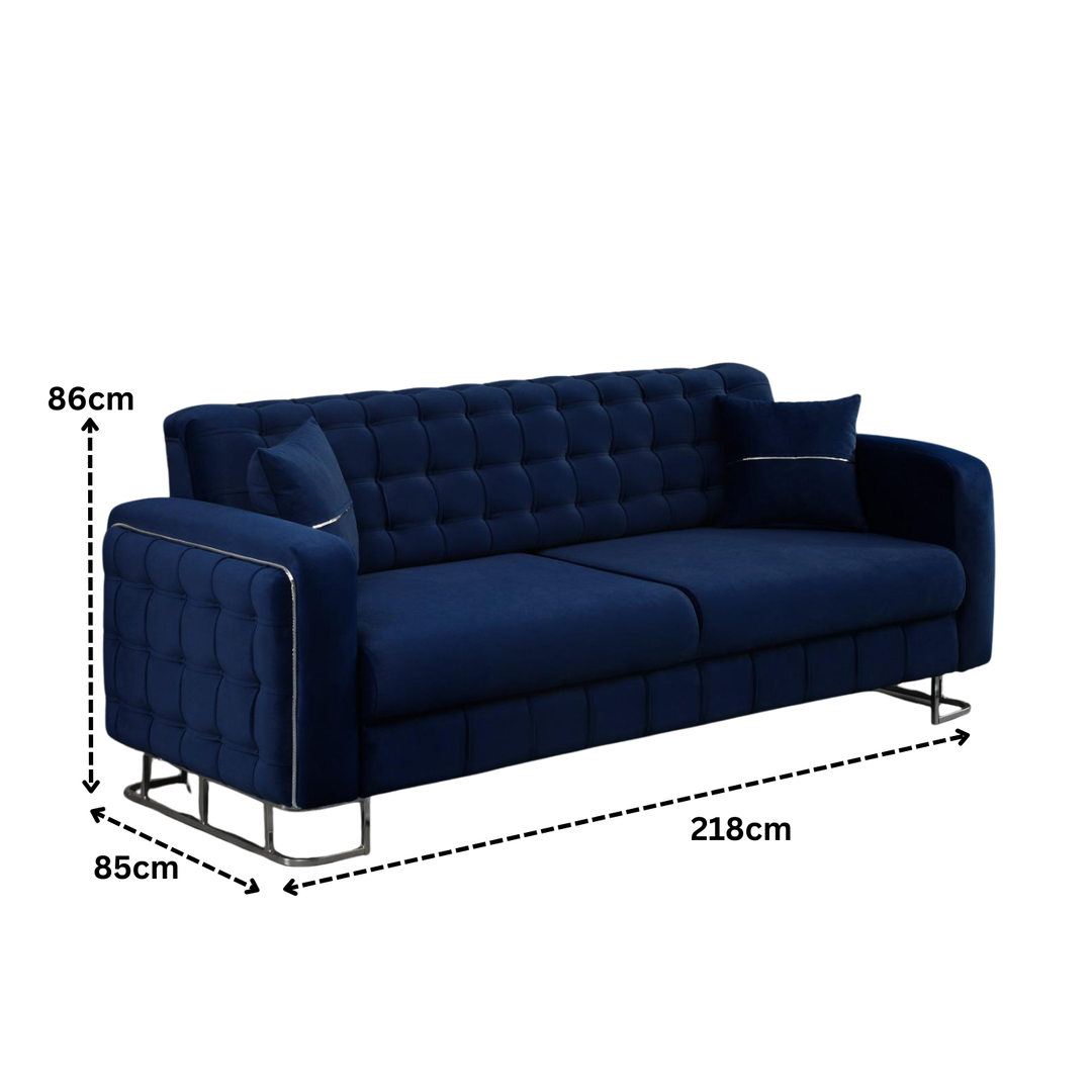 Plush Velvet Sofa BED with Metal Legs