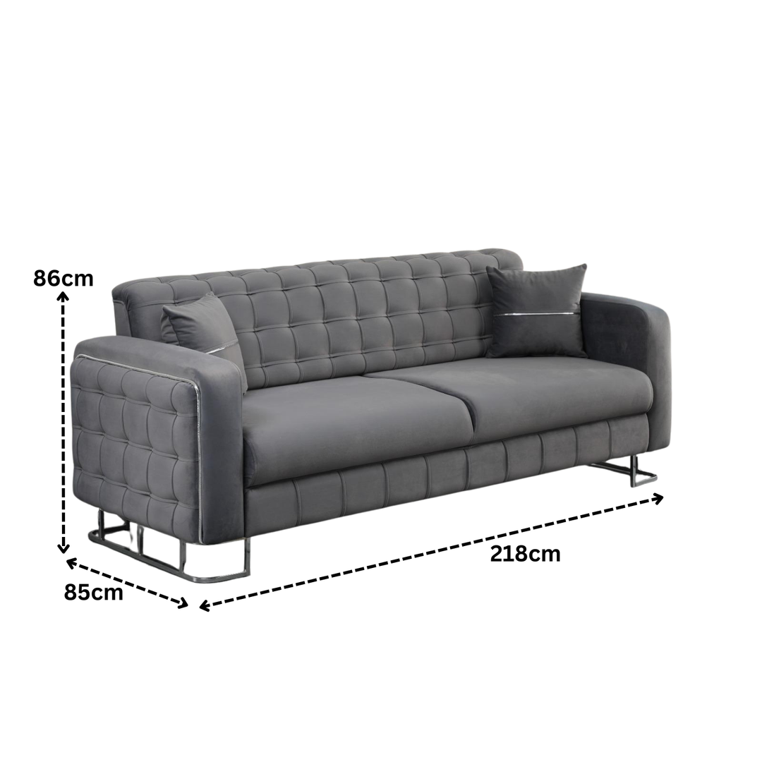 Plush Velvet Sofa BED with Metal Legs