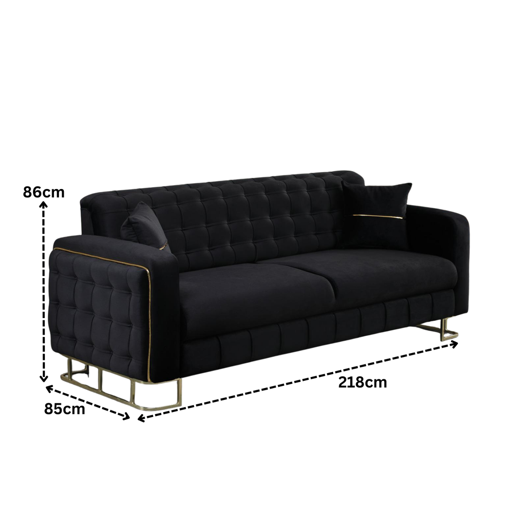Plush Velvet Sofa BED with Metal Legs