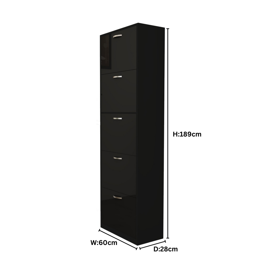 5 Tier High Gloss Shoes Cabinet