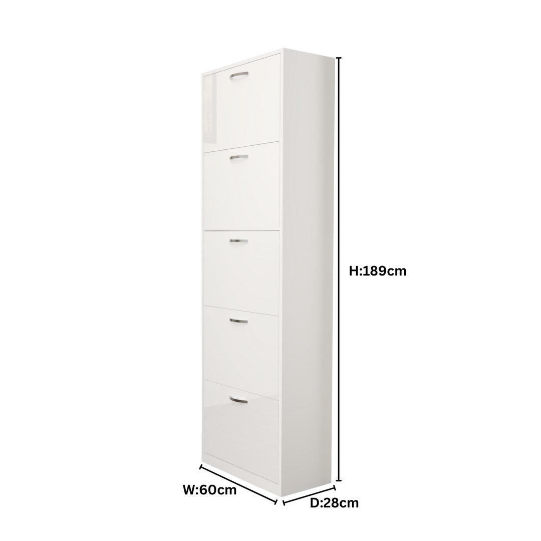 5 Tier High Gloss Shoes Cabinet
