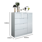 Load image into Gallery viewer, 5-Drawers High Gloss Chest of Drawer with Side Hanging Cabinet
