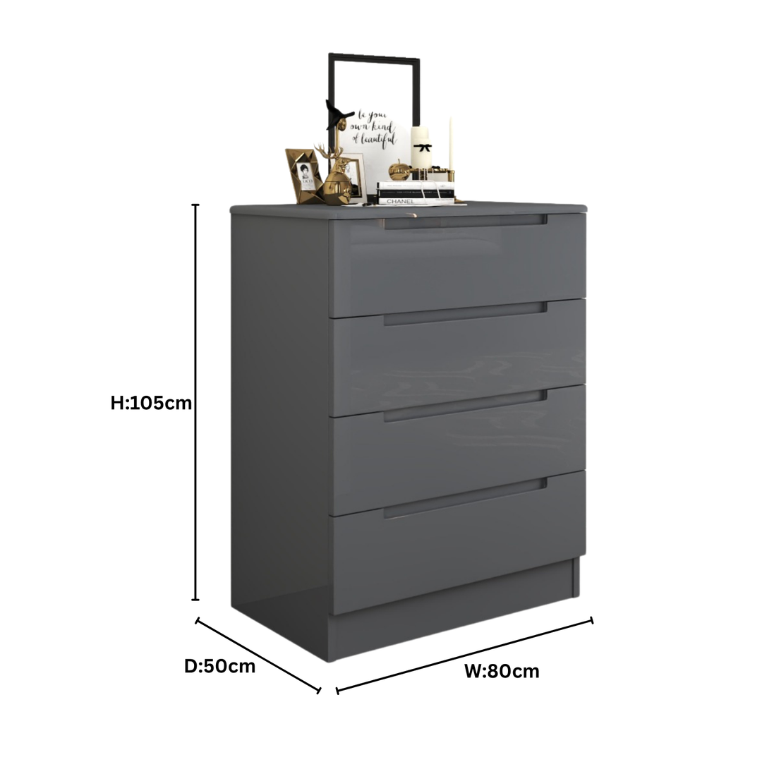 High Gloss 4-Pull-Out Storage Chest of Drawers