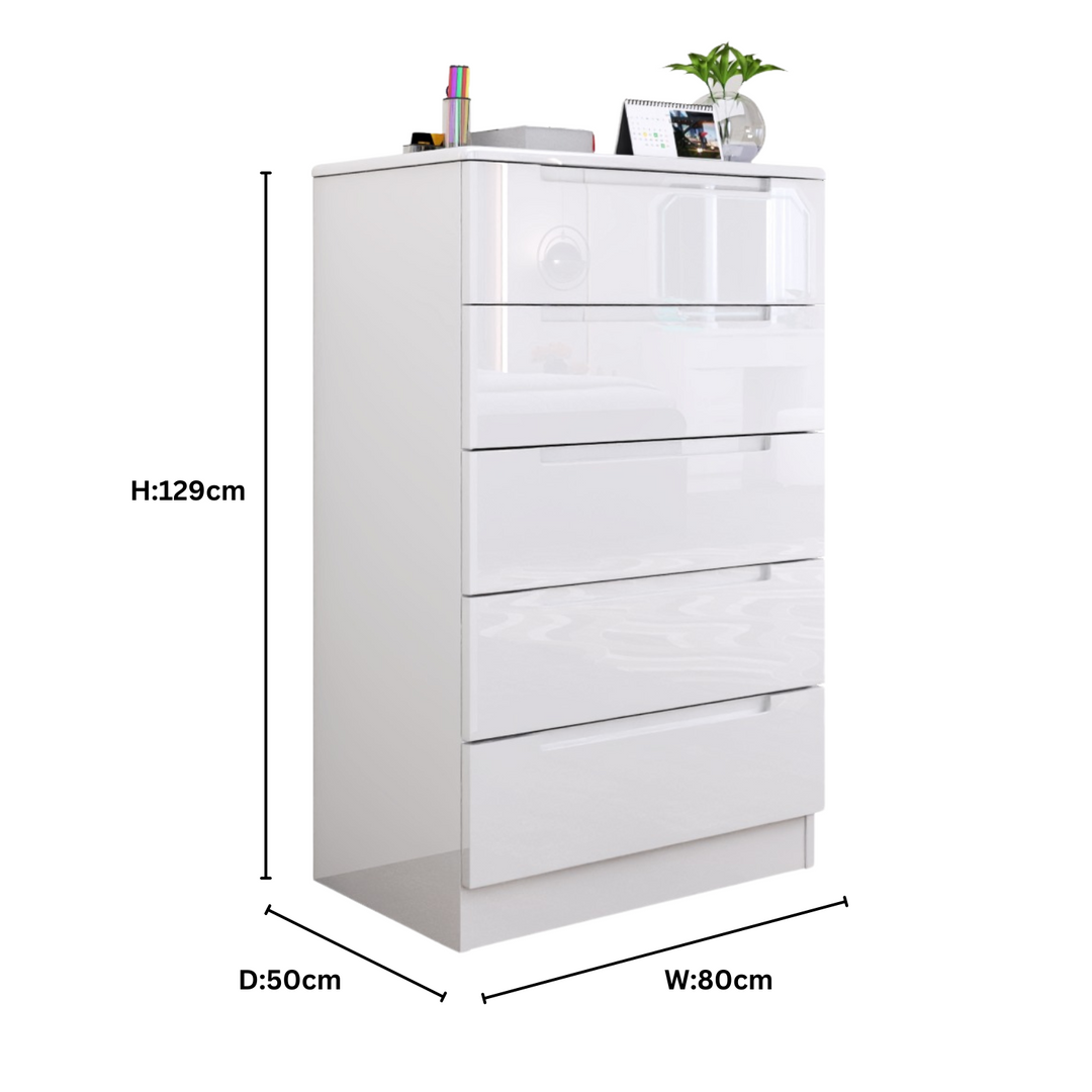 High Gloss 5-Pull-Out Storage Chest of Drawers