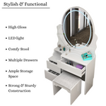 Load image into Gallery viewer, Modern Dressing Table with LED Oval Mirror
