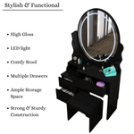 Load image into Gallery viewer, Modern Dressing Table with LED Oval Mirror
