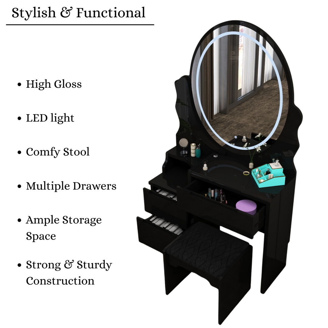Modern Dressing Table with LED Oval Mirror