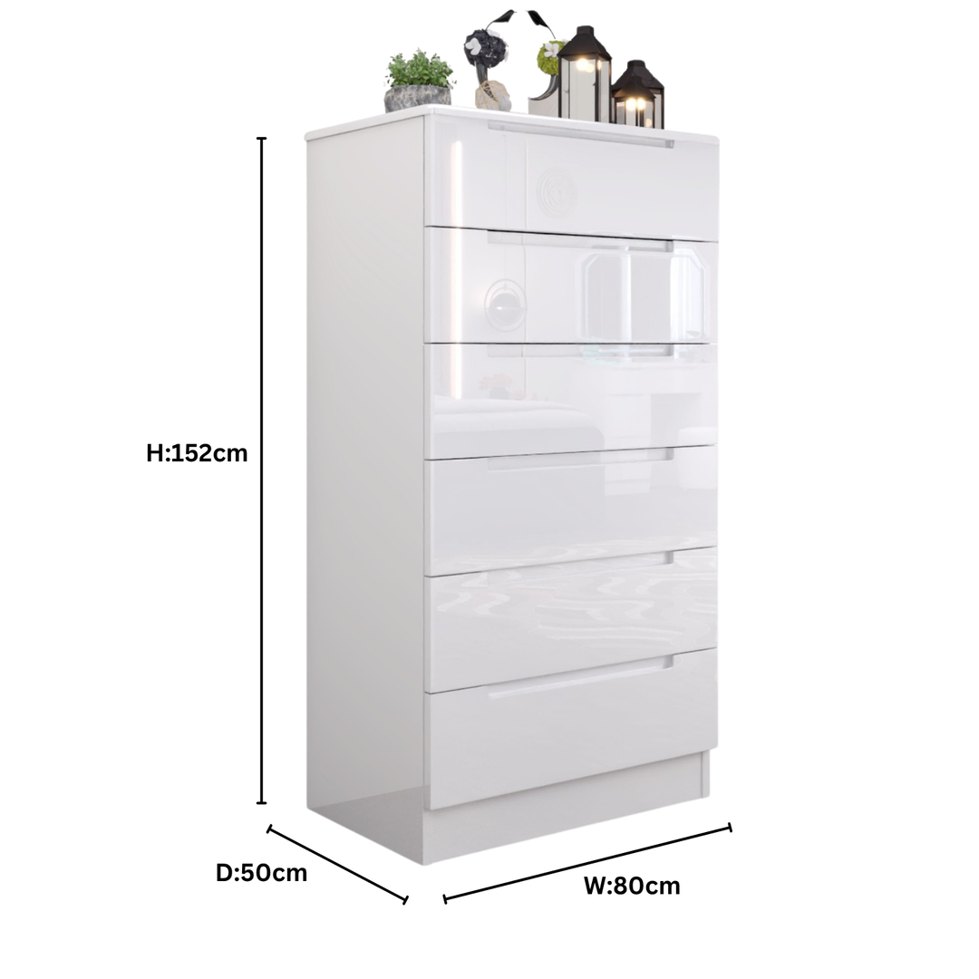 High Gloss 6-Pull-Out Storage Chest of Drawers