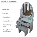 Load image into Gallery viewer, Modern Dressing Table with LED Oval Mirror
