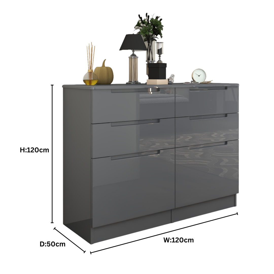 High Gloss 6 Tier Chest of Drawer