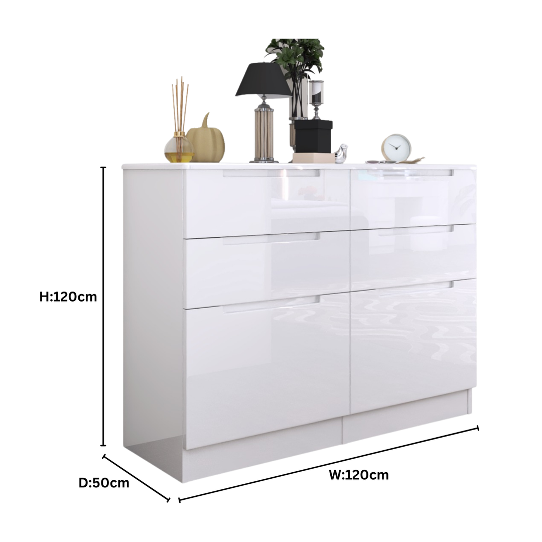High Gloss 6 Tier Chest of Drawer