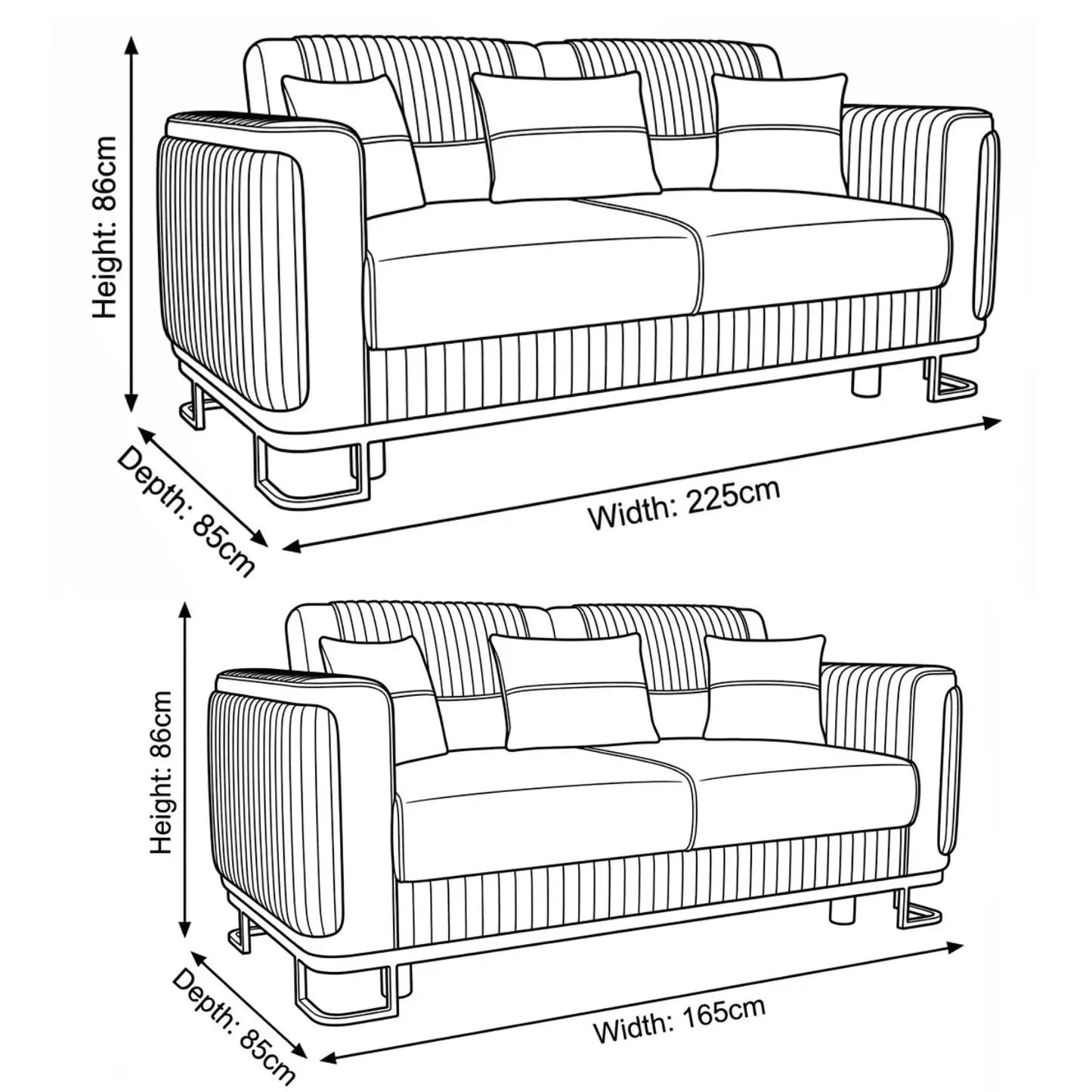Black 3+2 Seater