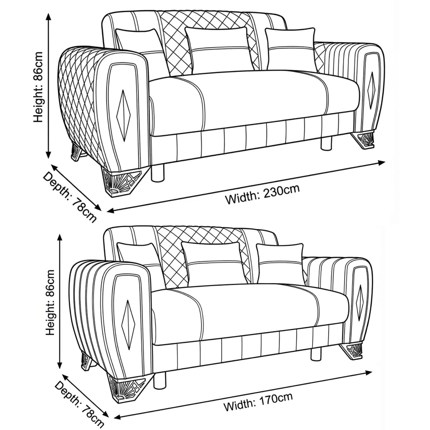 Black 3+2 Seater