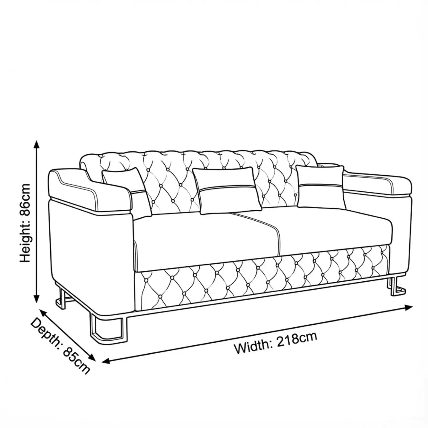 Black 3 Seater