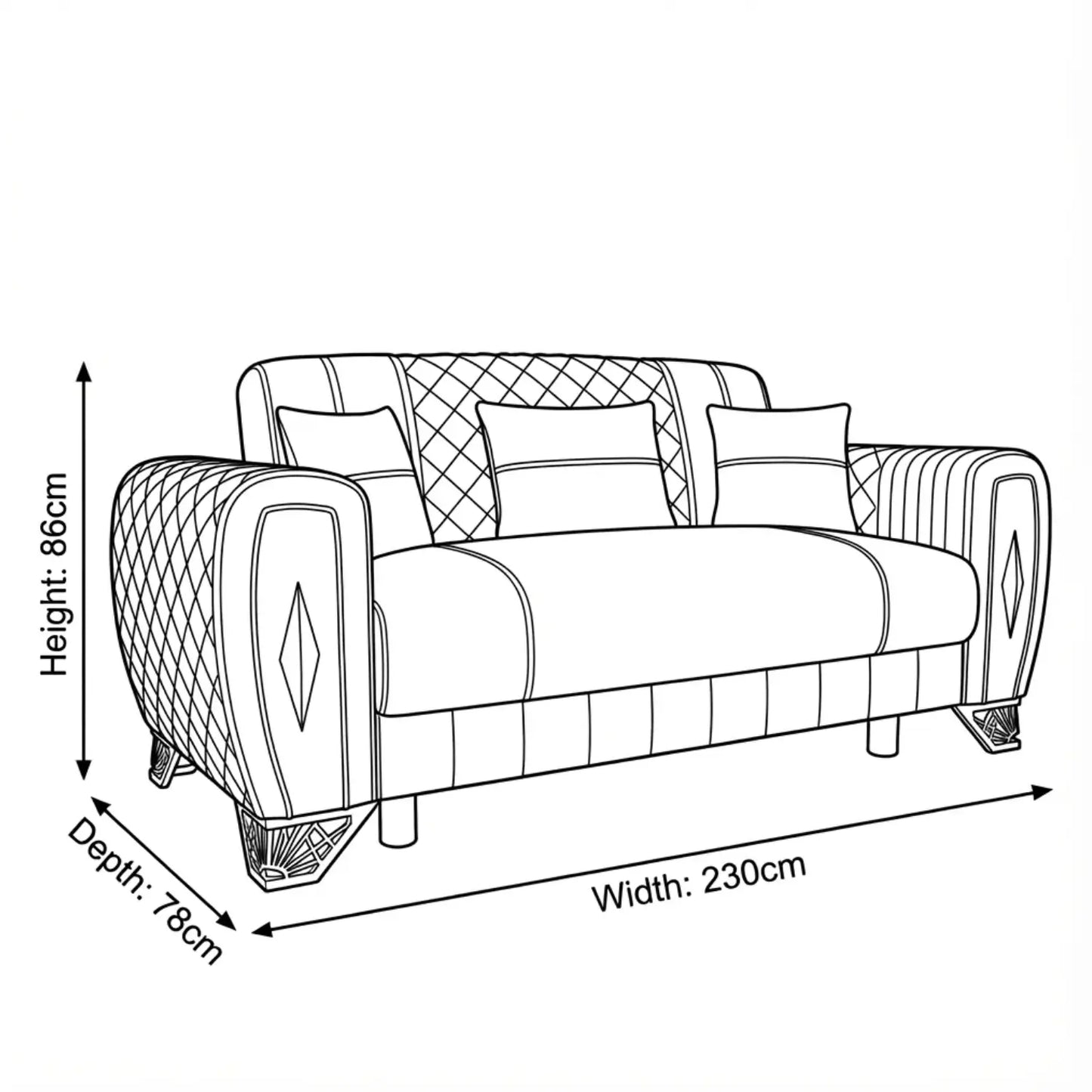 Black 3 Seater