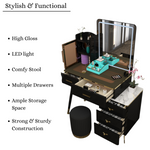 Load image into Gallery viewer, High Gloss Dressing Table with Mirror
