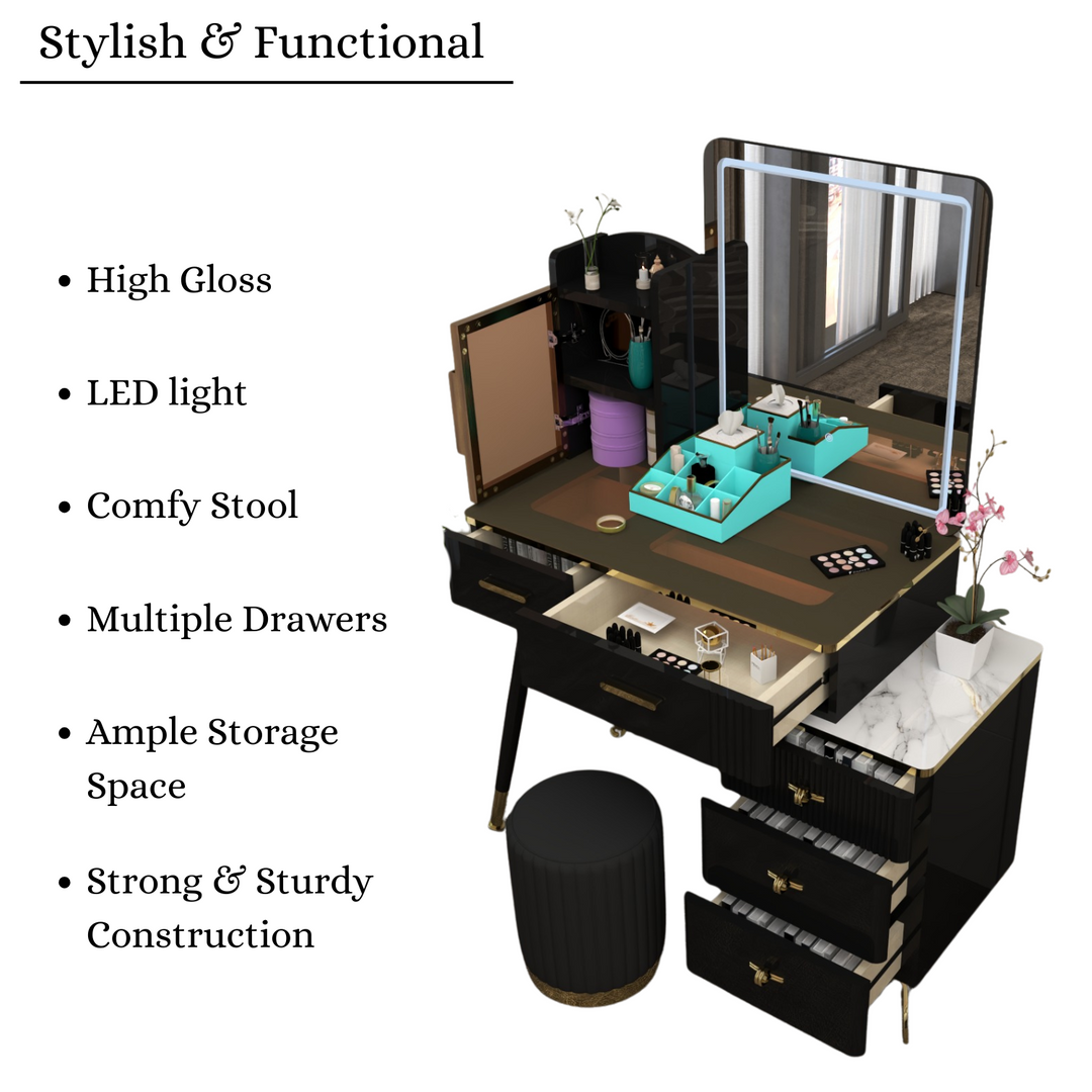 High Gloss Dressing Table with Mirror