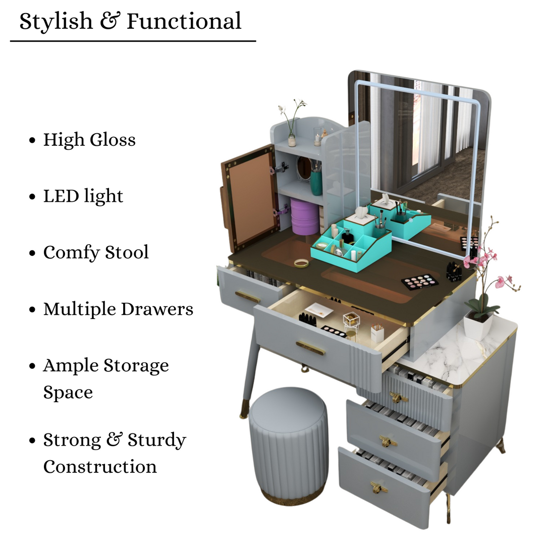 High Gloss Dressing Table with Mirror