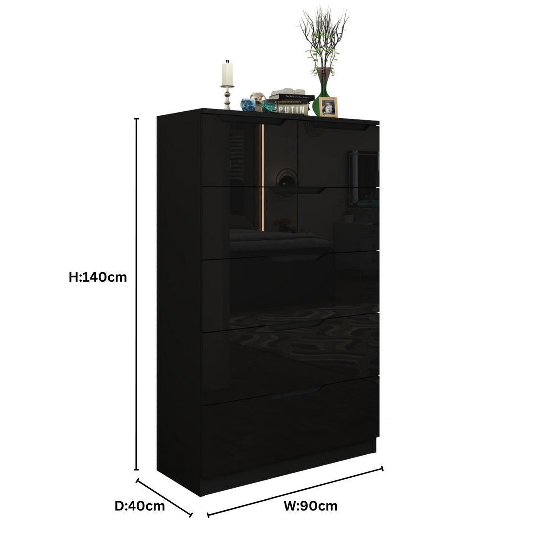 6 Drawers-High Gloss Chest of Drawers