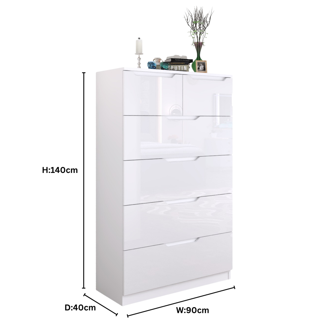 6 Drawers-High Gloss Chest of Drawers