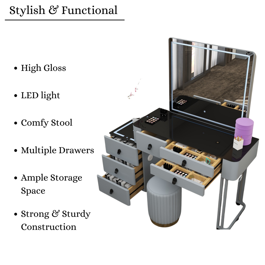 High Gloss Dressing Table with Drawers