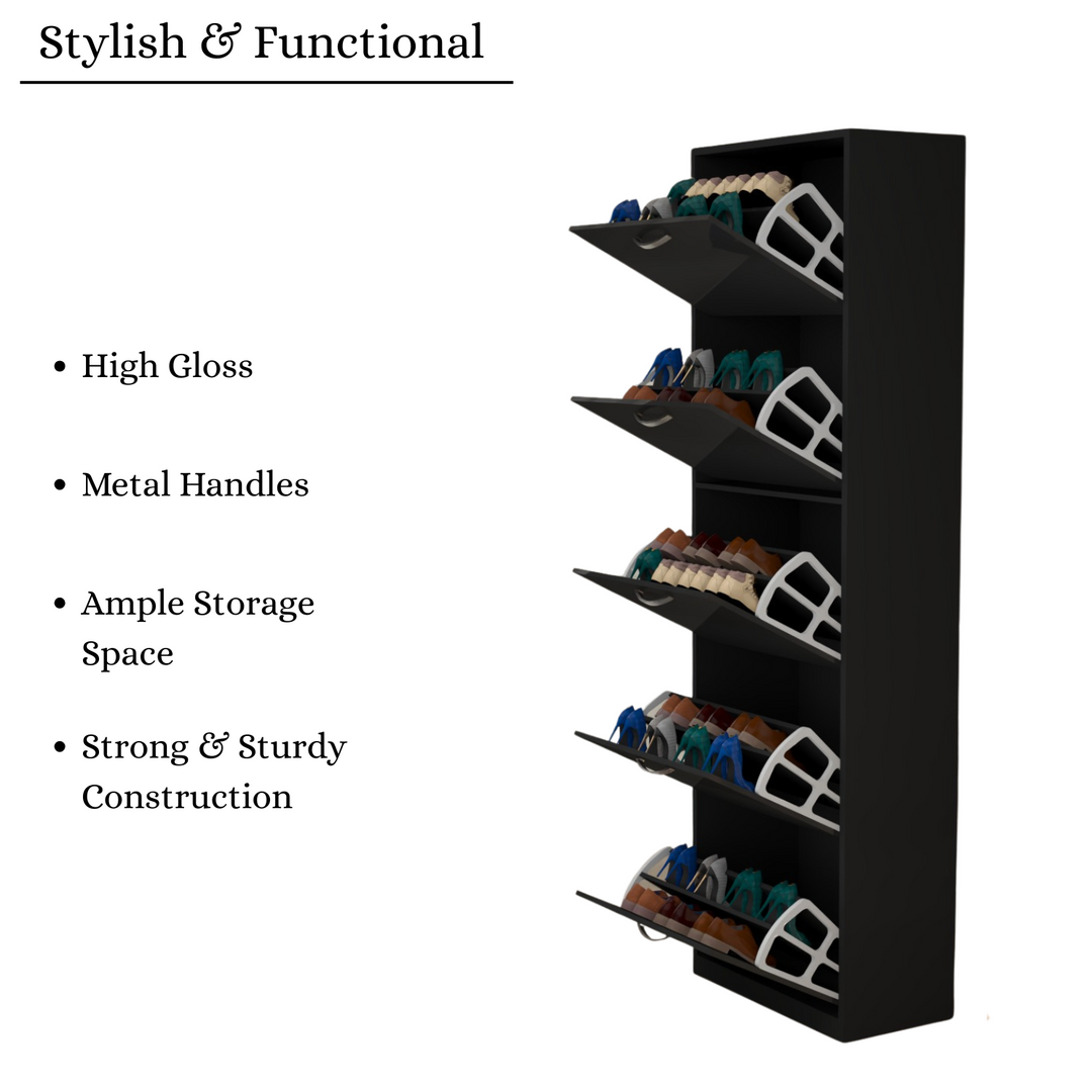 5 Tier High Gloss Shoes Cabinet
