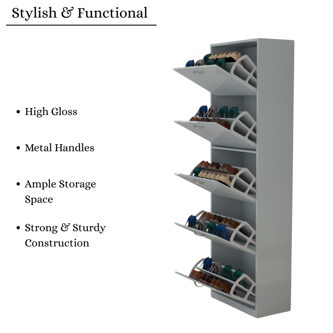 5 Tier High Gloss Shoes Cabinet