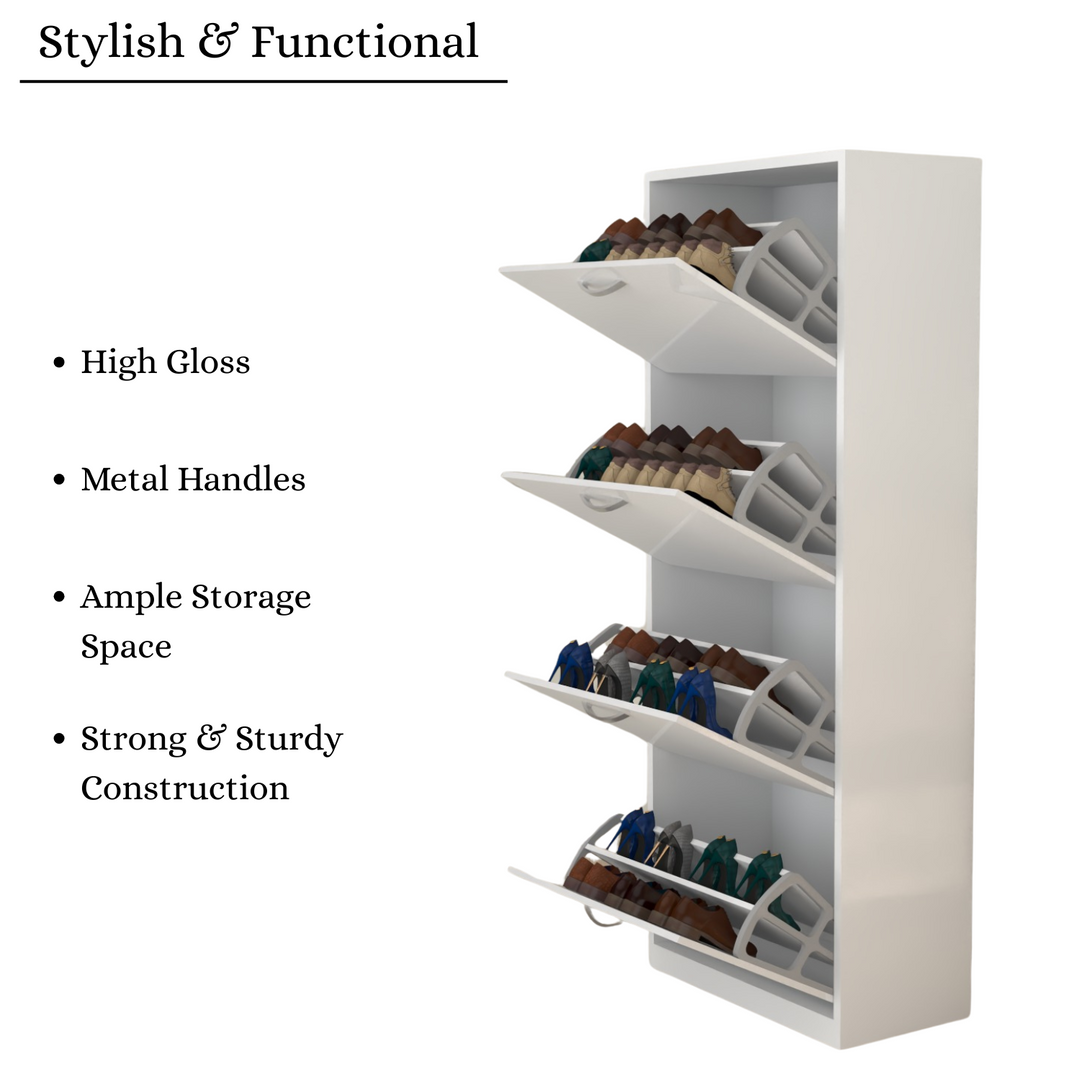 4 Tier High Gloss Shoes Cabinet