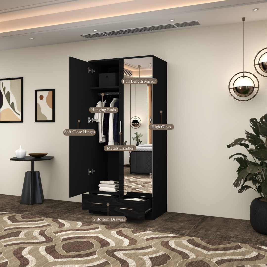 High Gloss 2 Doors Wardrobe