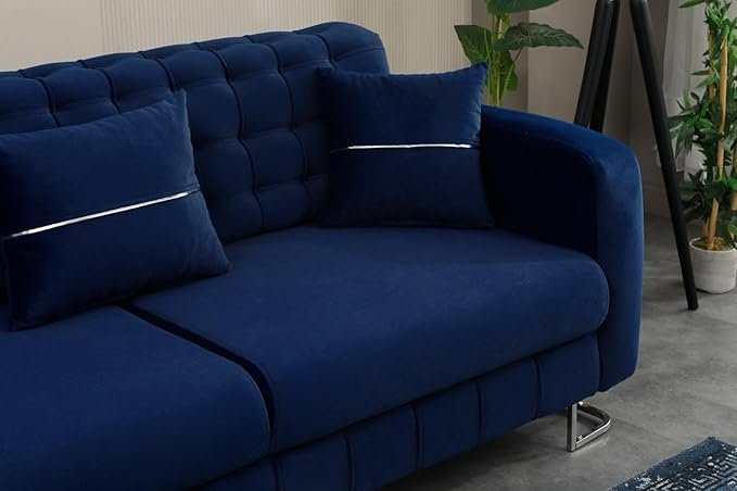 Plush Velvet Sofa BED with Metal Legs