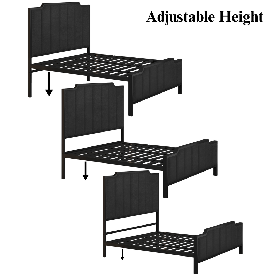 Metal Bed Frame with Vertical Pannels Design